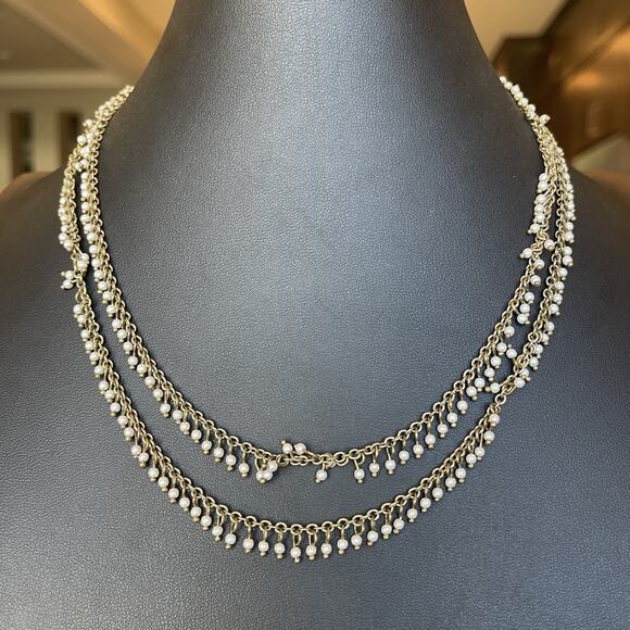 J.Crew Long Single Strand Dangle Fringe Faux Pearl Necklace 36” Senorita Clasp - Picture 1 of 4